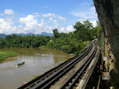 ทางรถไฟเลียบผา ทางรถไฟสายมรณะ สถานีรถไฟถ้ำกระแซ อ.ไทรโยค จ.กาญจนบุรี 